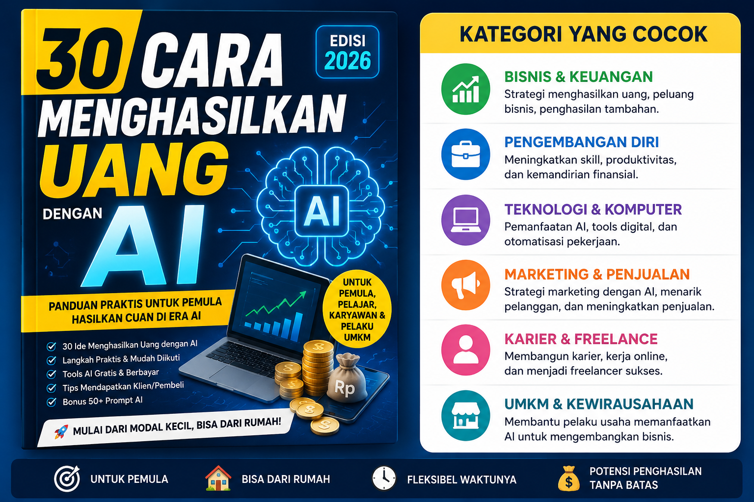 30 Cara Menghasilkan Uang dengan AI 2026