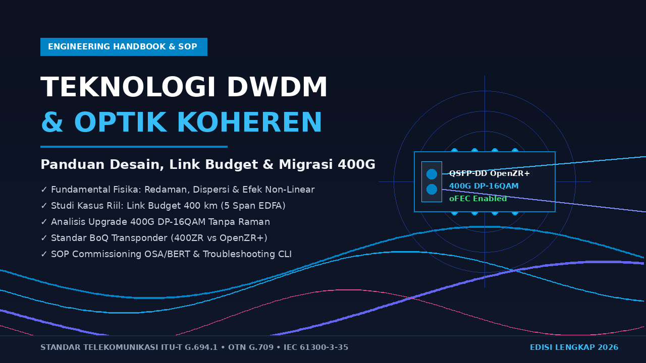 Masterclass Transmisi DWDM & Coherent Optics: Panduan Desain Link Budget, ROADM, dan SOP Commissioning Lapangan.